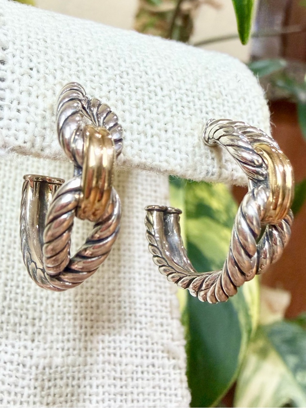❤️ David Yurman Cable Loop Hoop Earrings with 18k